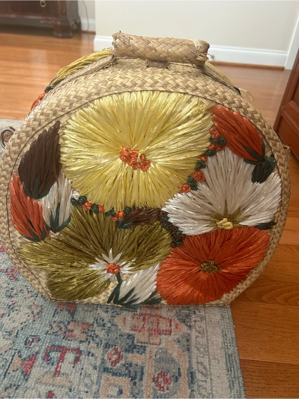 Vintage wicker travel bag